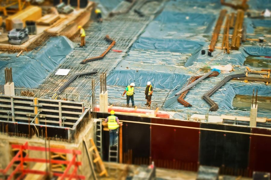 Workers at a construction site.