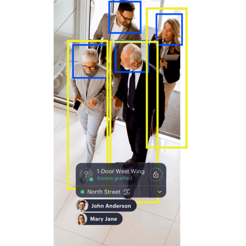a person and a car being scanned and recognized by a camera